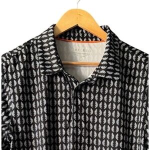 Maelreg Performance Polo Shirt Mens Large Black Geometric Collared Golf Business